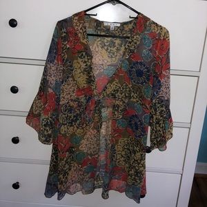 See-through Flowery Blouse